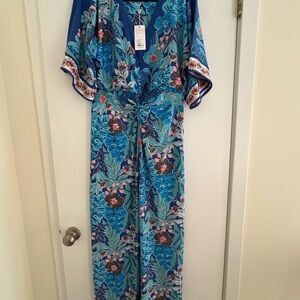 Lilly Pulitzer Blue and Pink Tropical Full Length Dress
